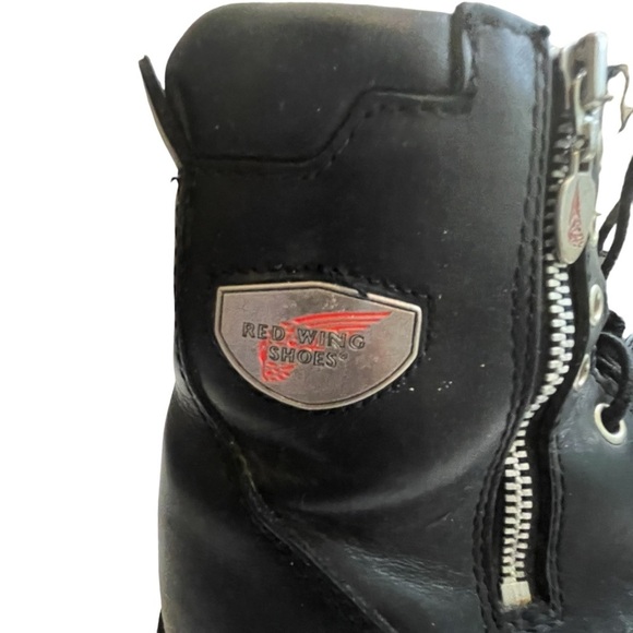 Red Wing Mens Black Leather Side Zip Moto Biker Boot Size US 8.5
